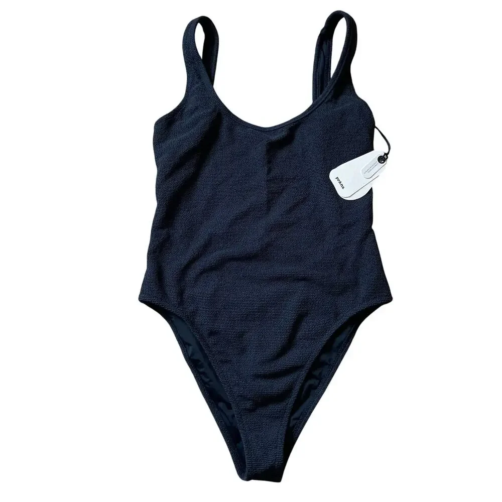 Prana Lahari Scrunch One Piece Swimsuit Women's Medium Black Cheeky Textured - Picture 5 of 8